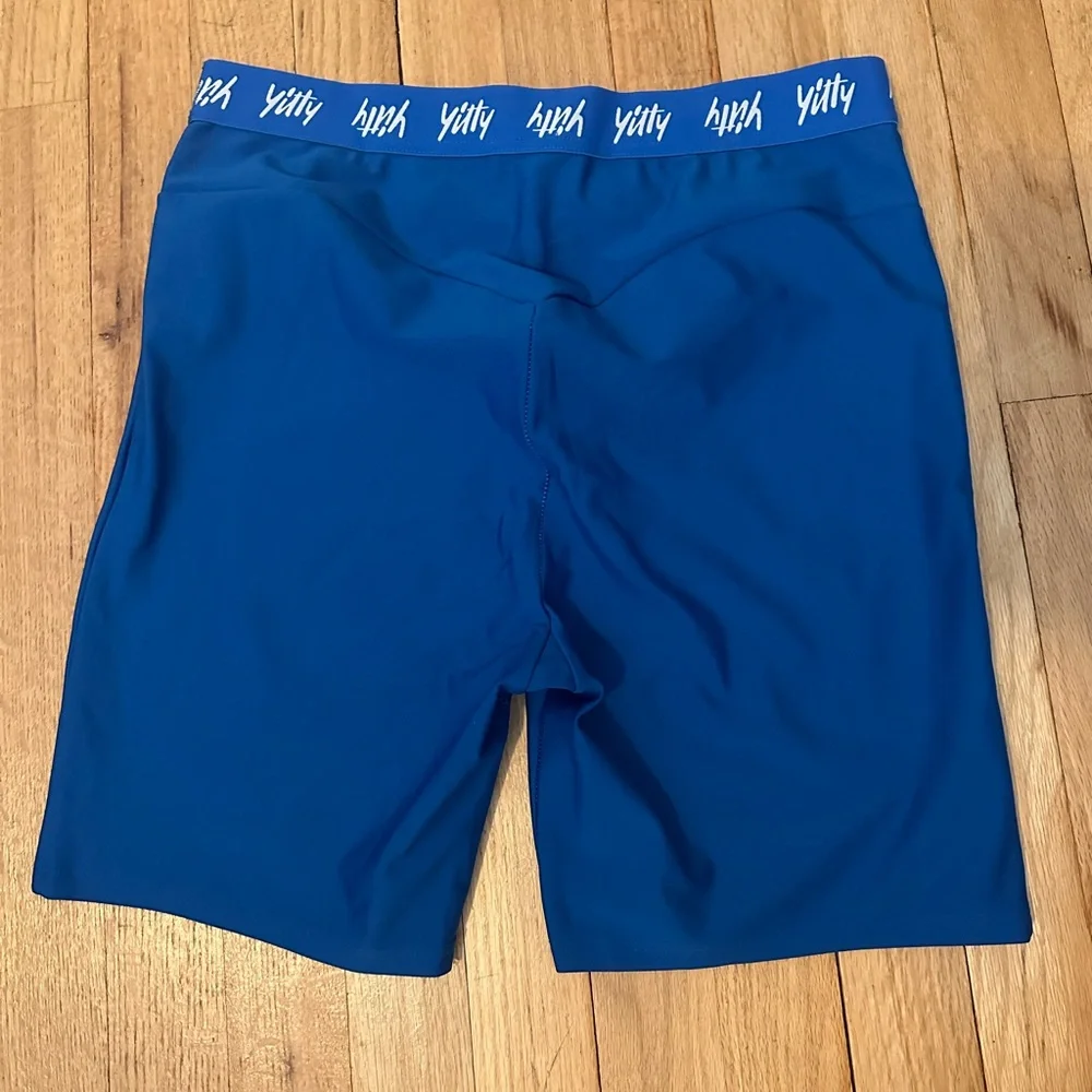 YITTY Royal Blue Leggings, Bike Shorts & Sports Bra Set